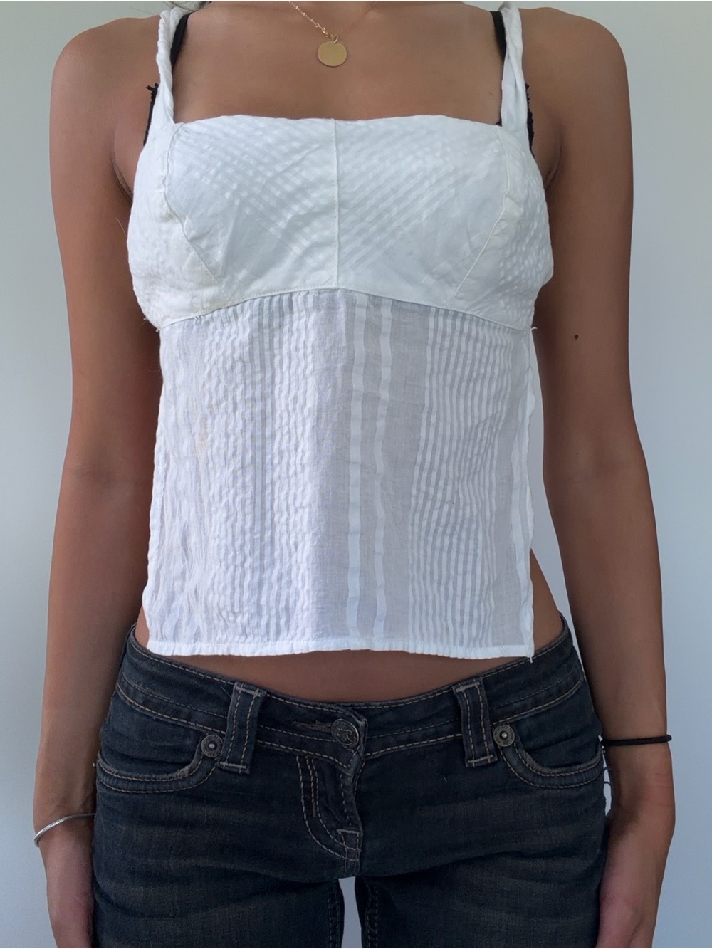 Urban Outfitters White Textured Bustier Camisole